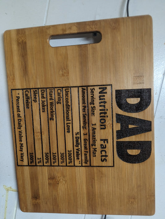 Dad Nutrition Facts Chopping Board