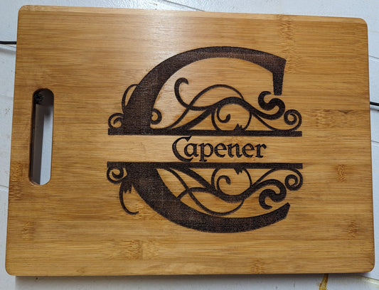 Custom Initial Bamboo Cutting Board